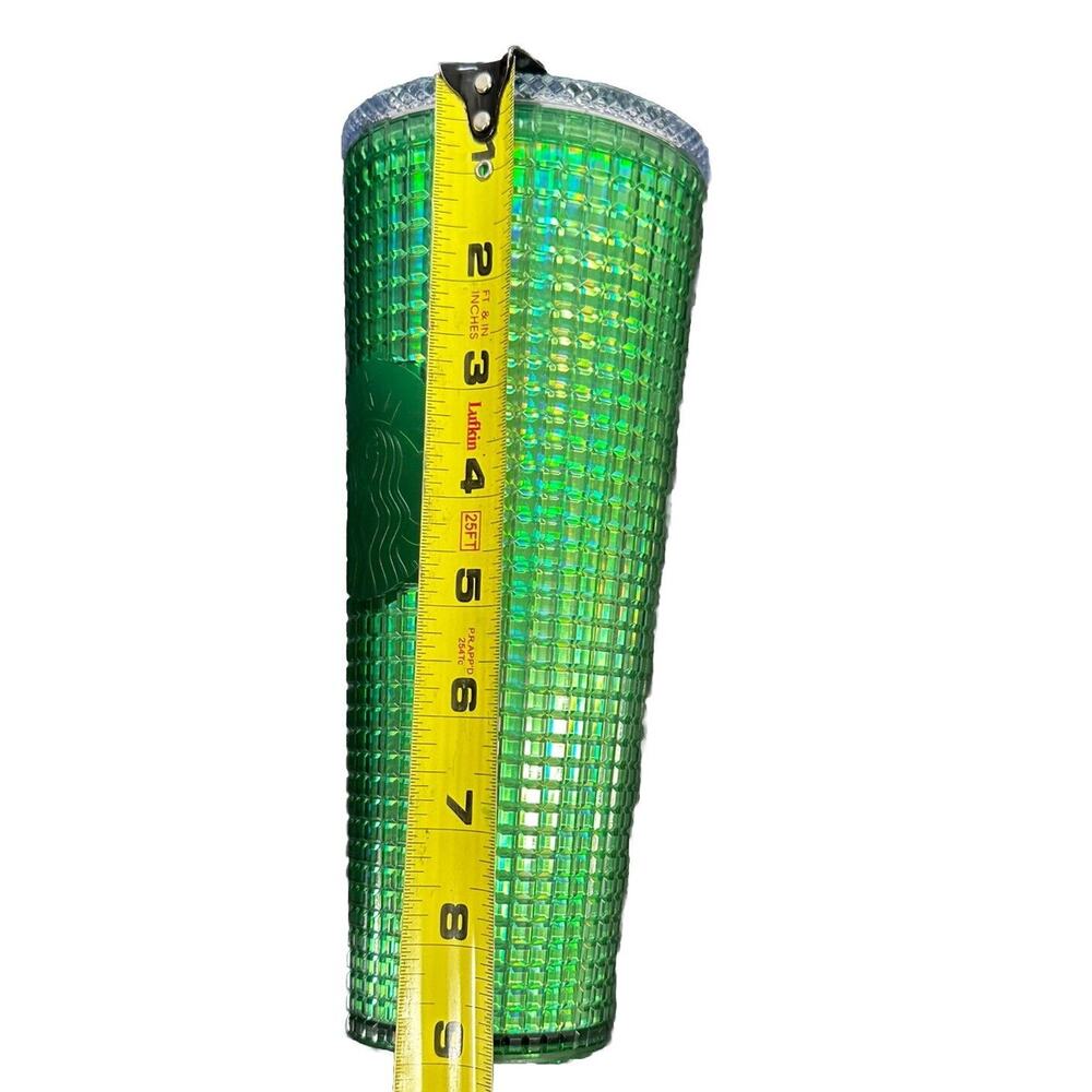 STARBUCKS STUDDED GREEN 24 OZ TUMBLER CUP WITH LID STRAW - Picture 7 of 7